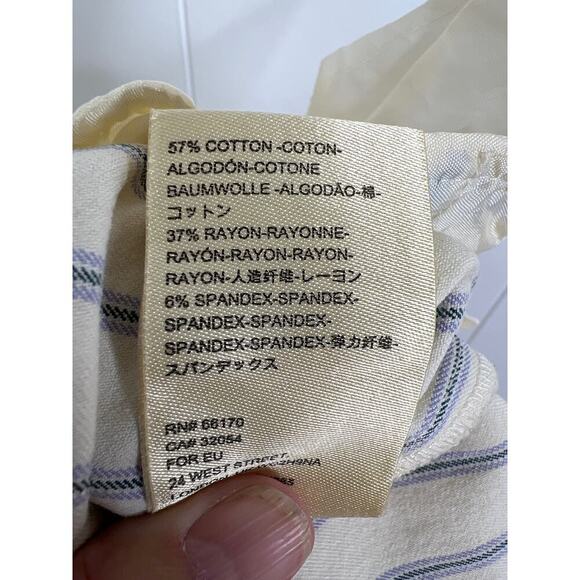 Anthropologie Essential Slim Cropped Pants in Blue Stripe Size 14 - Picture 10 of 10